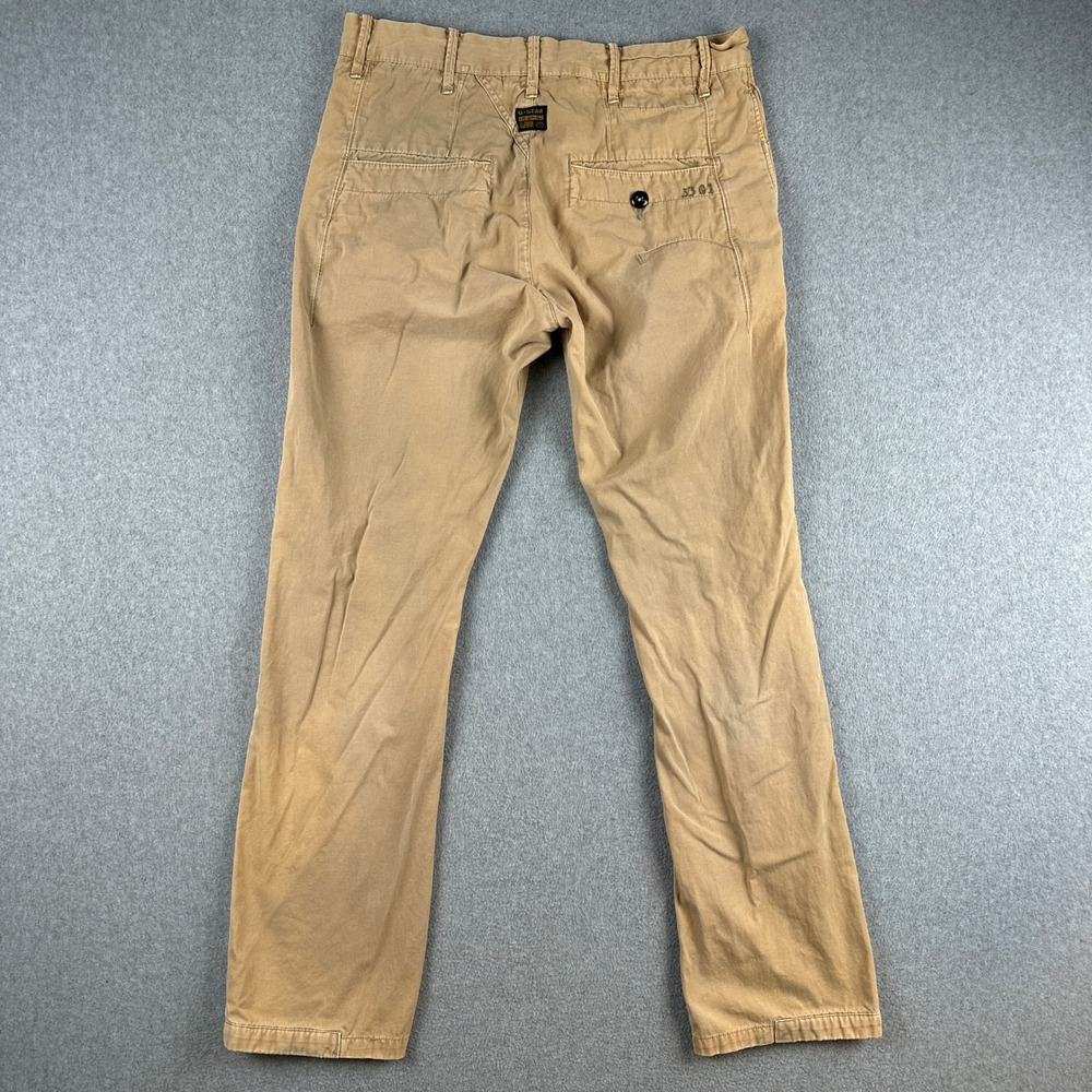G-Star Raw Pants Mens 33 Tan Bronson Chino Straight GS 3301 Button Fly Khaki - Picture 2 of 12